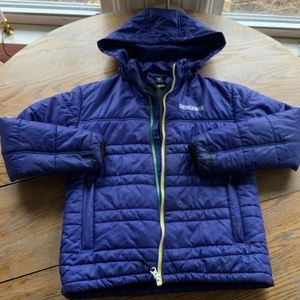 DESENTE blue poly puff jacket with detachable hood/size junior 12
